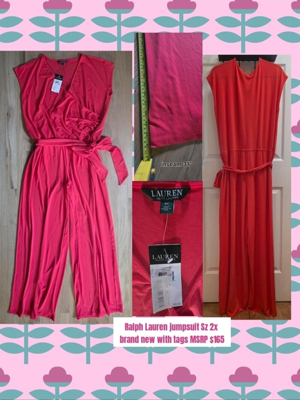 MSRP $165 BNWT Ralph Lauren jumpsuit Sz 2x